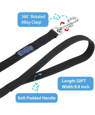 10m Waterproof Training Lead for Dogs | Strong Long Line with 360 Rotating Buckle | Padded Handle | Ideal for Large, Medium, and Small Pets - Black - Buy Online on GoSupps.com