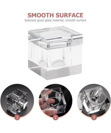 POPETPOP nail art crystal cup liquid monomer nail powder container nail powder liquid holder monomero nail art glass cup acrylic monomer liquid crystal glass with cover transparent plate 5.5x5.5cm Transparent - Buy Online on GoSupps.com