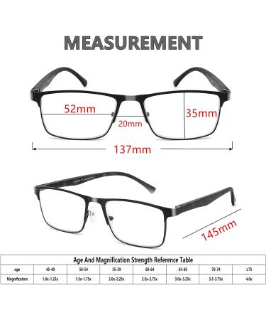 CRGATV 3-Pack Blue Light Filtering Reading Glasses for Men - Metal Readers Anti UV/Glare (+1.25 Magnification) - 3 Pack Mix Colors - Buy Online on GoSupps.com