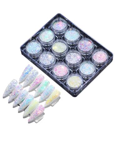 12 Colors Holoqraphic Glitter Superfine Nails Sequins Mixed Iridescent Paillette For Nails Art Kit Nail Decorations (02)