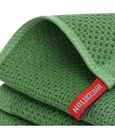 dinio 100% Cotton Waffle-Weave Kitchen Dish Cloths Ultra Soft Absorbent Quick Drying Dish Towels Green 34x34cm - Buy Online on GoSupps.com