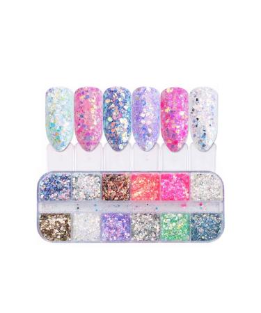 Leeqbcr Nailart sequin 1 box / 12 grille nail art handicrafts nail art accessories nail art accessories make-up diy sticker decoration - Buy Online on GoSupps.com