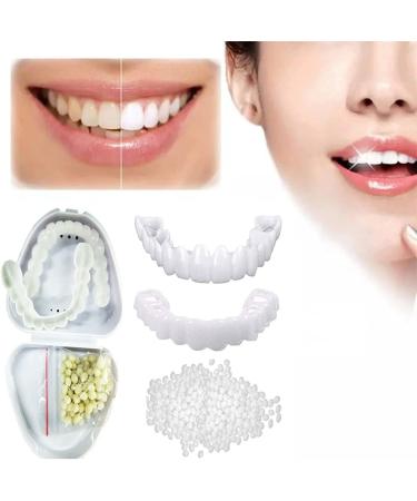 Giural 2 pairs veneers snap teeth snap veneer teeth upper and lower false teeth veneers instant veneers.