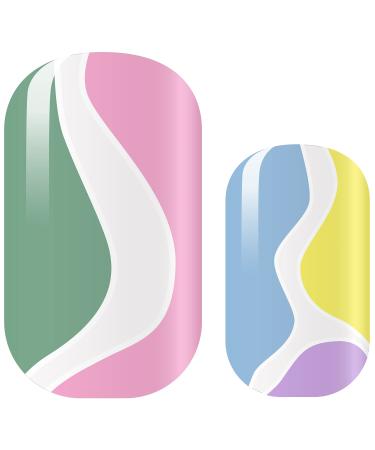 Avoa beauty nail film - "summer breeze" purple white yellow blue waves vertebrae swirl transparent nail art design 16 thin self -adhesive long -lasting nail wraps