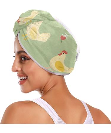 Cute Domestic Chicken Family Farm Hair Towel 2 Pack - Super Absorbent Quick Dry Towels for Women & Girls - Buy Online on GoSupps.com