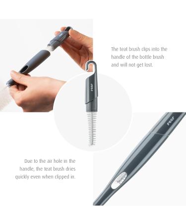 Reer 2in1 Bottle and Teat Brush | Efficient Bottle Cleaning Tool in Grey | International Shipping Available - Buy Online on GoSupps.com
