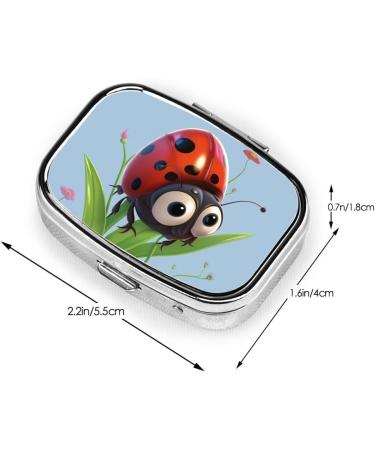 Ladybug Print 2 Compartment Pill Case - Cute Travel Pill Organizer for Purse & Pocket Gifts - Buy Online on GoSupps.com