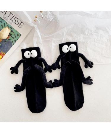 JHIALG Magnetic Suction 3D Couple Socks - Unisex Mid-Tube Cute Holding Hands Design - Black - Buy Online on GoSupps.com
