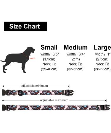 Suredoo Adjustable Dog Collar - Soft Nylon for Small to Large Dogs - Light Pink Flower (Neck 38-63 cm Width 2.5 cm) - Buy Online on GoSupps.com