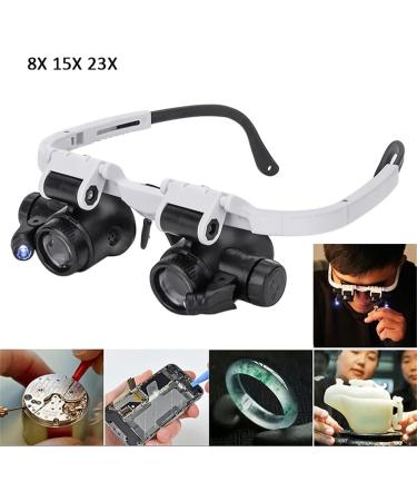8X 23X LED Retractable Head-Mounted Watch Maintenance Magnifying Glasses Double Eyes Magnifying Glasses with LED Light - Buy Online on GoSupps.com
