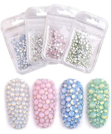 Sanbore 4 Packs Opal Jelly Nail Art Rhinestones Flatback Round Beads Glitter Crystals Mix Size Nail Charms Face Clothes Jewelry DIY Crafts - Buy Online on GoSupps.com