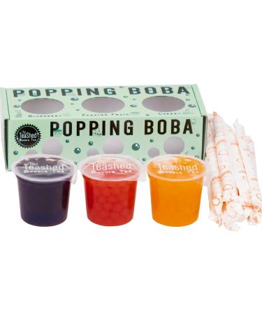 Popping Boba Bubble Tea Kit - 3 Flavor Gift Set with Passion Fruit, Blueberry, Cherry Boba Pearls - Makes 9 Servings | The TeaShed - Buy Online on GoSupps.com