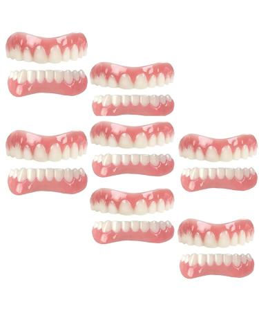 Hfdhd dentures pebble gel natural tones smile perfect veneers top below temporary cosmetic tooth cover instant tooth repair set reusable men women for bad teeth 7 pairs