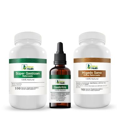 Gotas Gastritis Apoyo digestivo para la acidez estomacal reflujo Acido e indigesti n (2.0 fl oz) (1) - U a de gato Inca mu a c psulas (gastrizan) - HIgano Sano Complejo de desintoxicaci n y apoyo