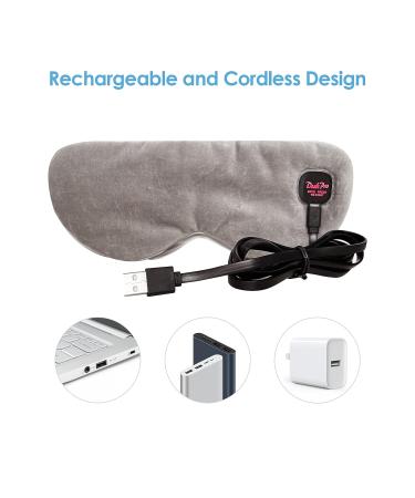 Heated Eye Mask - Deckpro Steam Warm Compress Therapy, USB Rechargeable, Adjustable Strap - Silk Travel Eye Mask for Dark Circles, Puffiness, and Fatigue - Gray - Buy Online on GoSupps.com