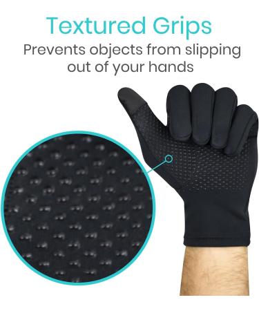 Vive Copper Arthritis Gloves - Full Hand Compression Touchscreen for Carpal Tunnel & Joint Pain Relief - Flexible Wrist & Thumb Support - Black X-Large for Men & Women - Buy Online on GoSupps.com