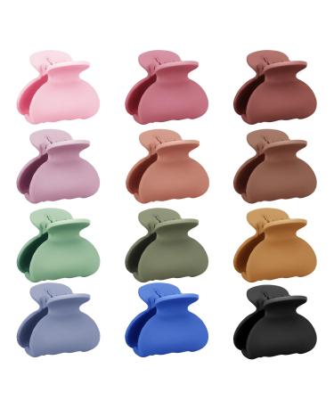 Kavya Small Hair Clips Women Hair Clips Claw Non-Slip Matte Hair Clip For Girls Kids Mini Small Claw Clips For Fine Thick Thin Hair 12 Pcs blue/black/red/khaki/green/brown