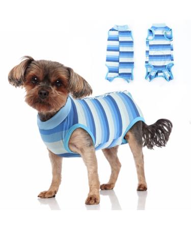 Vanansa Dog Recovery Suit Dog Surgical Suit after Surgery Breathable Dog Onsie Alternative E-Collar Abdominal Wound Protector Dog Medical Suit for Large Dogs Blue Stripe XL XL Blue Stripe