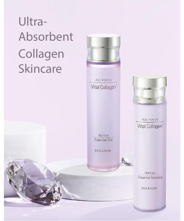 ISA KNOX AGE FOCUS Vital Collagen Skincare Gift Set | Korean Luxury Skin Toner Emulsion Cream & Hydrolyzed Collagen | Premium Hydration with Vitamins B12 E C (370ml - Buy Online on GoSupps.com