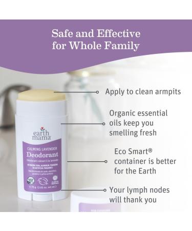 Earth Mama Calming Lavender Deodorant | Safe for Sensitive Skin Pregnancy and Breastfeeding Contains Organic Lavender Calendula and Coconut Oil No Baking Soda or Aluminum 2.65-Ounce NEW Calming Lavender 2.65 Fl Oz (Pack of 1) - Buy Online on GoSupps.com
