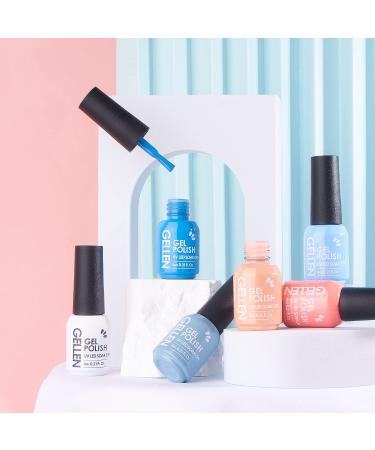 Gellen Gel Nail Polish Kit - Blue Peach Pink White | Popular Solid Colors Set for DIY Nail Art at Home or Salon - Buy Online on GoSupps.com