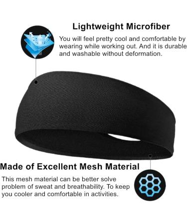 Anti-Slide Moisture Wicking Sports Hair Bands for Men & Women - 3 Pack (Black Gray Green) - Ideal for Jogging Running Cycling Yoga & Hiking - Buy Online on GoSupps.com