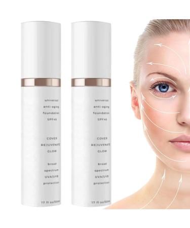 Evonex Anti-Aging Foundation - 2 Pieces Anti-Aging Serum, Anti-Aging Moisturizing Cream, Foundation Serum for Women, Tinted Solar Screen for Face with Light Transparent Coverage, Universal Tint