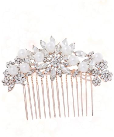 DOITOOL Tiara Pearl Comb Rhinestone Barrettes Fashion Headwear Crystal Hair Comb Bridal Hair Clip Bride Hair Comb Photography Props Wedding Headdress Headgear Hair Accessories - Buy Online on GoSupps.com