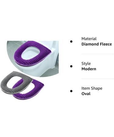 Soft Thicker Toilet Seat Covers - 2 Pack Washable Cushion Cover with Zipper, Diamond Fleece Fabric for Bathroom - Warm & Cozy - Buy Online on GoSupps.com