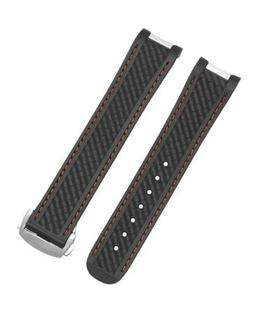 Neyens 20mm rubber clock band for Omega Seamaster 300 AT150 de Ville Speedmaster Silicon Armand Replacement Armand Clock Accessories Part 3 Black Buckle