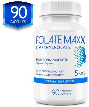 FolateMaxx 5mg L-Methylfolate Professional Active Folate 90 Capsules - Non-GMO, Gluten Free, Methyl Folate 5-MTHF - 90 Count - Buy Online on GoSupps.com