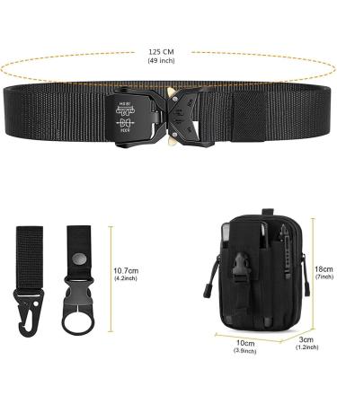 Leskyair 2 Series Tactical Belt for Men | High-Performance Military Hiking Belt - 3.8cm Wide | Includes TM Bag & Water Bottle Clip Hook - Black & Coffee - Buy Online on GoSupps.com
