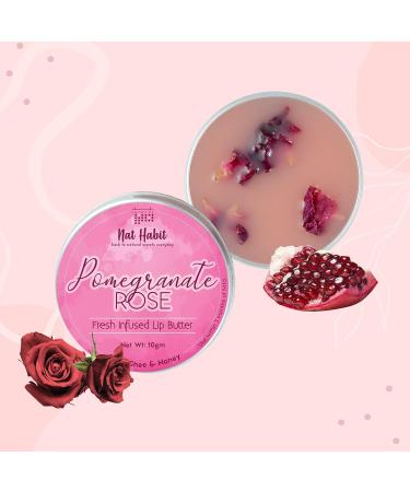 Pomegranate Rose Lip Balm - Natural Ayurvedic Lip Mask for Dry Chapped Lips | Unisex Kitchenmade with Desi Ghee Raw Honey & Vitamin E - 10gm - Buy Online on GoSupps.com