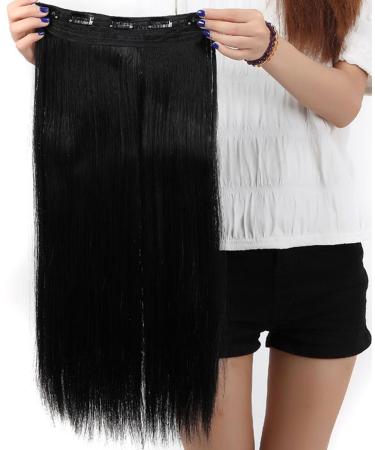 S-noilite 23 Inches (58cm) 3/4 Full Head One Piece 5clips Clip in Hair Extensions Extension Long Straight Hairpiece (Dark Black)