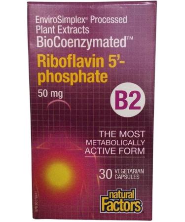 Natural Factors BioCoenzymated B2 Riboflavin 50 mg - 30 Vegetarian Capsules - Buy Online on GoSupps.com