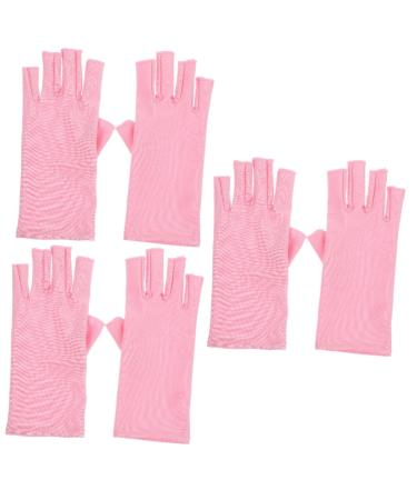 Healeved 3 Pairs Nail Gloves Protection Gloves Led Gloves Fingerless Gloves Nail Anti-uv Gloves Sun Gloves Protective Gloves for Manicure Gel Pink Spandex Nail Polish