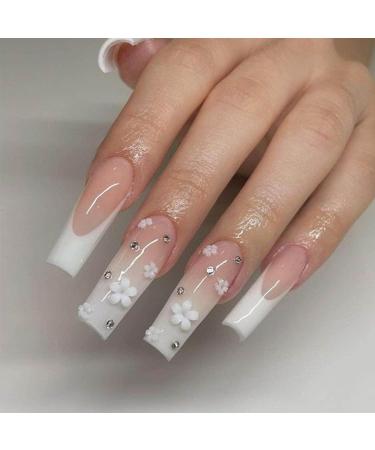 YOSOMK 3D White Flower Nail Charms with Gold Pearls - Cherry Blossom Nail Decorations for Women DIY Nails - Buy Online on GoSupps.com