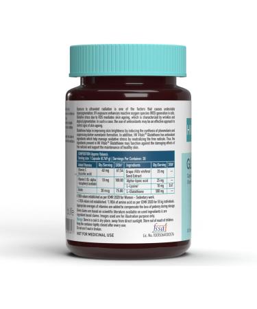 Glutathione with for Skin Glow and Hydration 30 Veg Capsules - Buy Online on GoSupps.com