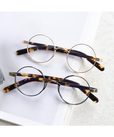 Shop LIGOES Vintage Round Eye Glasses | Anti Blue Light Eyewear for Women & Men | Retro Brown Leopard Metal Frame - Buy Online on GoSupps.com