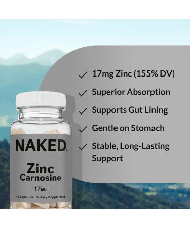 Naked Zinc Carnosine - Gut Lining Immune Function and Stomach Support Supplement Vegan Gluten-Free 17mg - 60 Capsules - Buy Online on GoSupps.com