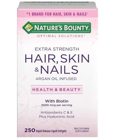 Nature's Bounty Hair Skin and Nails 5000 mcg of Biotin - 250 Coated Tablets Extra Strength (Four Bottles each of 250 Softgels) 1 4.0 Count - Buy Online on GoSupps.com