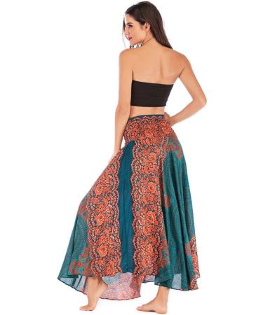 Sanahy Women's Bohemian Print Maxi Skirt - Boho Casual Festival Beach Skirt - Buy Online on GoSupps.com
