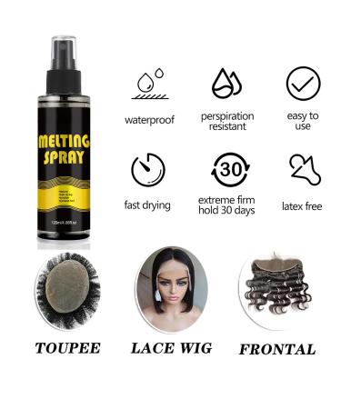 Lace Melting Spray for Wigs - Lace Glue Spray - Wig Glue Lace Front - Strong Hold Invisible Bonding Adhesive Hair Glue - Waterproof Latex-Free & Oil-Resistant Hair Extension Glue - 120ml - Buy Online on GoSupps.com