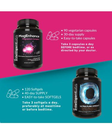 Intelligent Labs 2-in-1 Bundle of MagEnhance Magnesium Complex (Magtein L-Threonate Glycinate and Taurate) and Omega-3 Triglyceride Fish Oil Softgels Supplement (2 250mg per Serving) - Buy Online on GoSupps.com