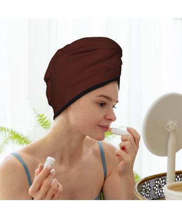 Hair Towel Wrap - Quick-Dry Hair Turban with Button | Soft & Absorbent Head Towel - Brown - Buy Online on GoSupps.com