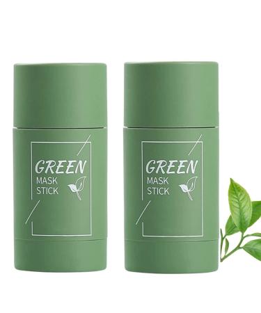 RUOQI 2 pcs Green Tea Mask Stick for Face  Blackhead Remover with Green Tea Extract  Deep Pore Cleansing  Skin Brightening Moisturizing  Removes Blackheads for All Skin Types of Men and Women