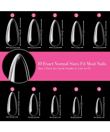 UNA GELLA Almond Fake Nails - 500pcs Medium Almond Press on Nails for Nail Extension & Nail Art - Clear Almond Gel Tips for DIY Home Salon - 12 Sizes - Buy Online on GoSupps.com