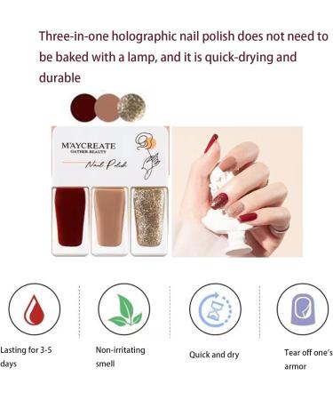 Nail Polish Set -3-in-1 Flash Nail Polish Quick-drying Lasting Camellia Latte Color Nail Polish DIY manicure at home without curing nail polish - Buy Online on GoSupps.com