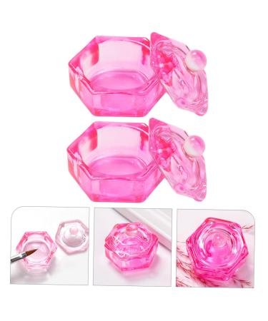 Minkissy 2pcs Dappen Dish with Lid - Novelty Papter Dish Bowl & Monomer Holder for Nail Tips | Clear Cuticle Bit & Nail Manicure Tools - Pink Acrylic Glass 4.3x4.3cm - Buy Online on GoSupps.com