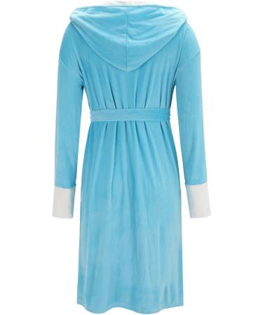 Poppek Silk Night Shirts - Plush Insulated Long Nightgown & Fleece Morning Mantle for Ladies - Blue 3XL - Buy Online on GoSupps.com